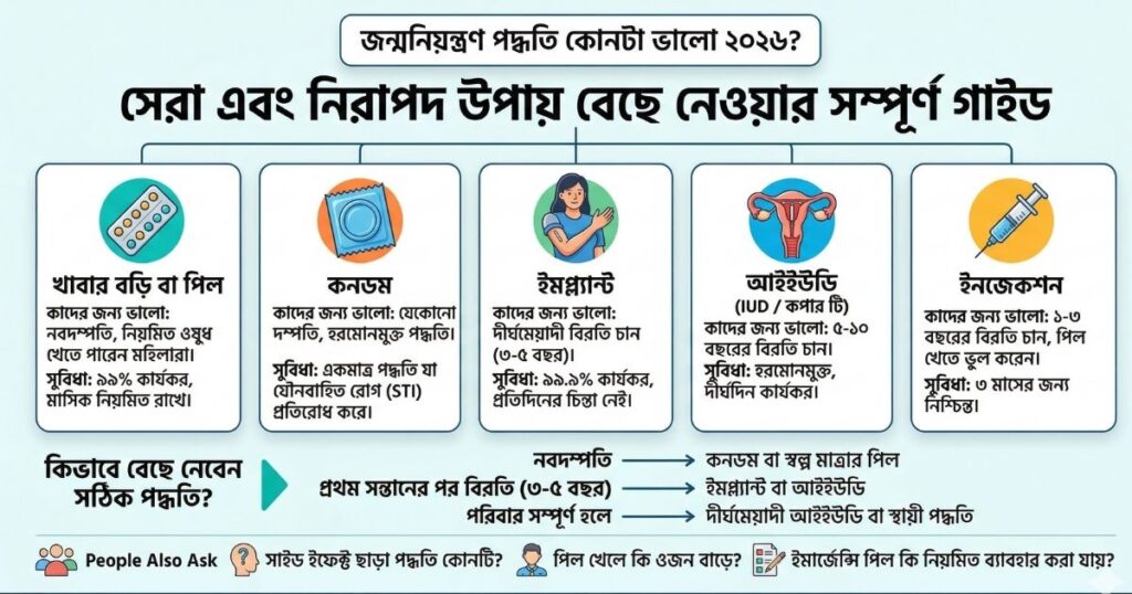 জন্মনিয়ন্ত্রণ পদ্ধতি কোনটা ভালো ২০২৬